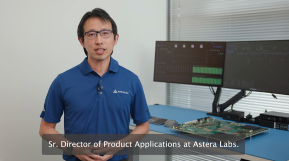 Steven Liao demonstrates Scorpio 320 Lane fabric switch GPU connectivity performance