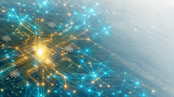Visualization of a secure layer of data protecting AI infrastructure hardware.