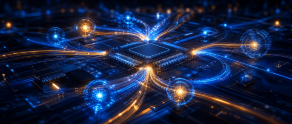abstract visualization of agentic AI infrastructure and workloads